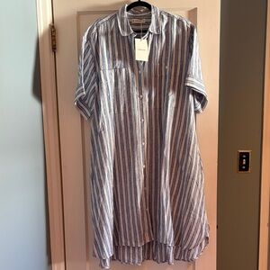 NWT Everlane Daytripper Linen Dress in Blue Stripe